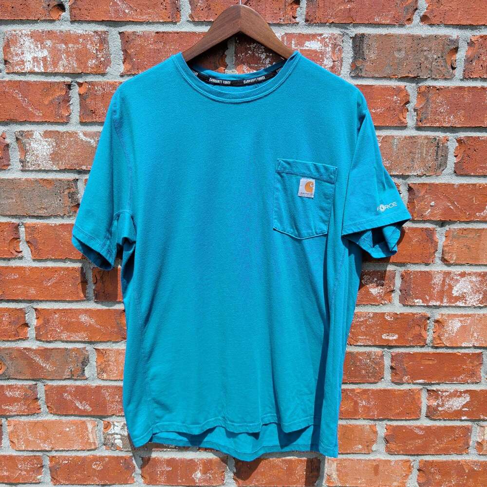Carhartt Force Relaxed Fit Pocket T-Shirt Mens L Teal Short Sleeve Workwear